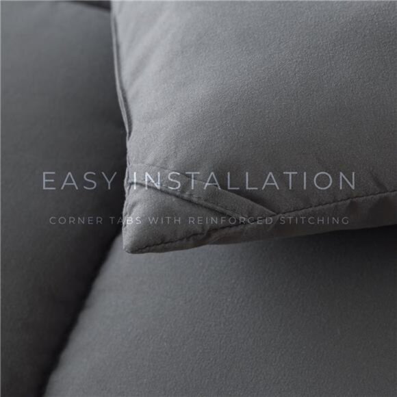 3-Piece Queen Size Down Alternative Comforter Set Dark Gray | Comforter + - Picture 5 of 7